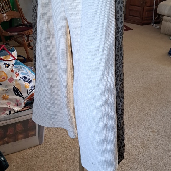 POL Two-Tone Leopard Trim Cream Lounge Pants Wide Leg Inseam 28.5 - Picture 7 of 9